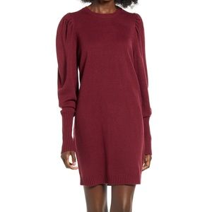 NWT Wayf “San Francisco” Puff Sleeve Sweater Dress